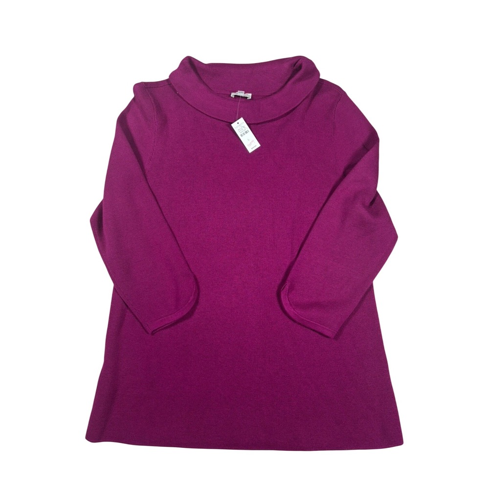 NWT Talbots‎ Raspberry Pink Ribbed Cowl Mock Neck Pullover Sweater Large